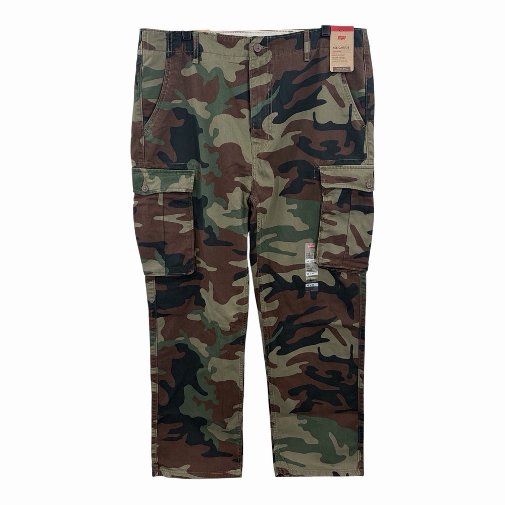 Levi's Ace Baggy Cargo Pants Men's 38x32 Fit 39x30 Woodlands Camo Military Army